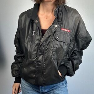 Tonkin Inc Vintage Black Nylon Utility Bomber Jacket Mens XL Baggy Workwear‎